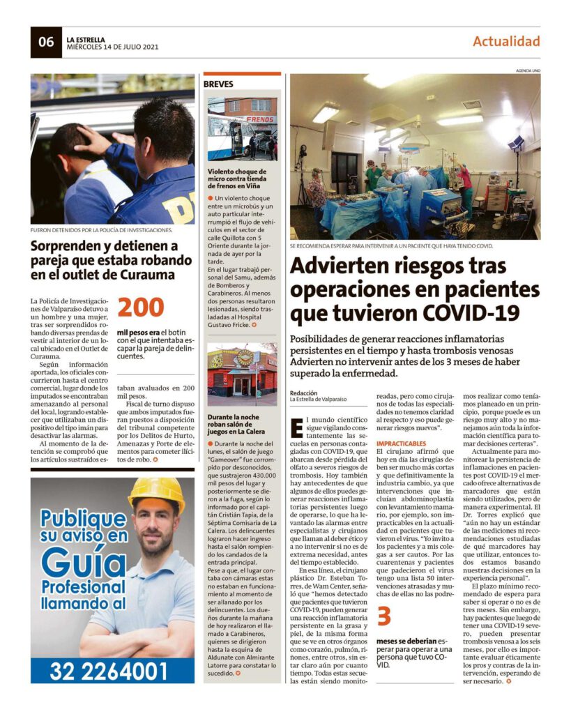 Riesgos tras operaciones en pacientes que tuvieron COVID-19 - Dr. Esteban Torres Cirujano Plástico Acreditado