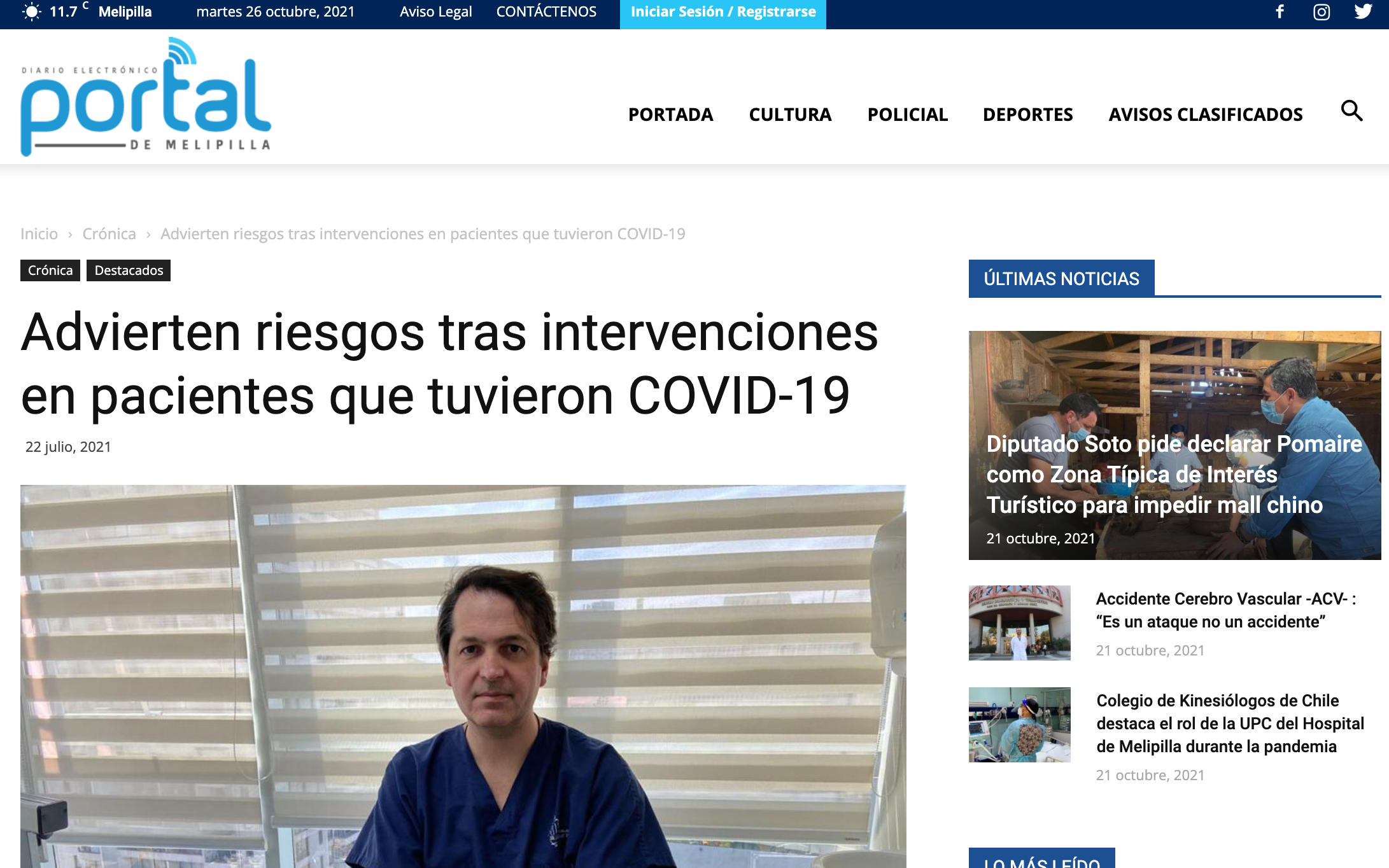Doctor Torres habla con portal de Melipilla sobre riesgos COVID-19 - Dr. Esteban Torres Cirujano Plástico Acreditado Doctor Torres habla con portal de Melipilla sobre riesgos COVID-19 - Dr. Esteban Torres Cirujano Plástico Acreditado